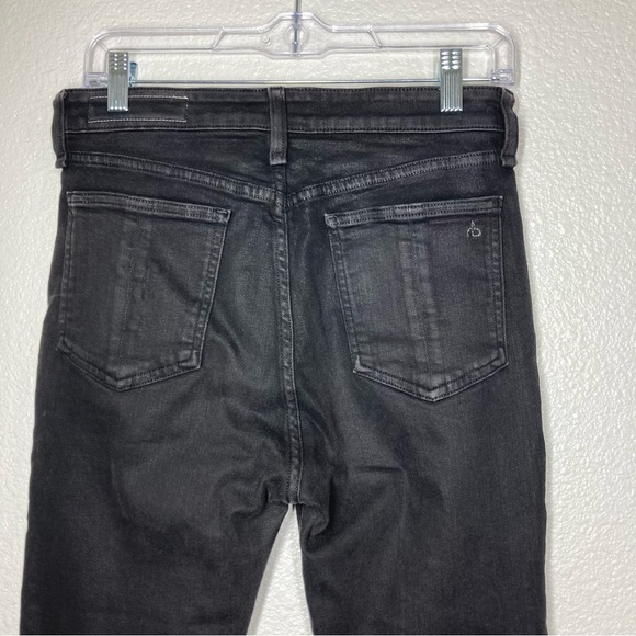Rag & Bone Women's Nina High Rise Coated Black Ankle Skinny Jeans 28 Cotton - Picture 9 of 15